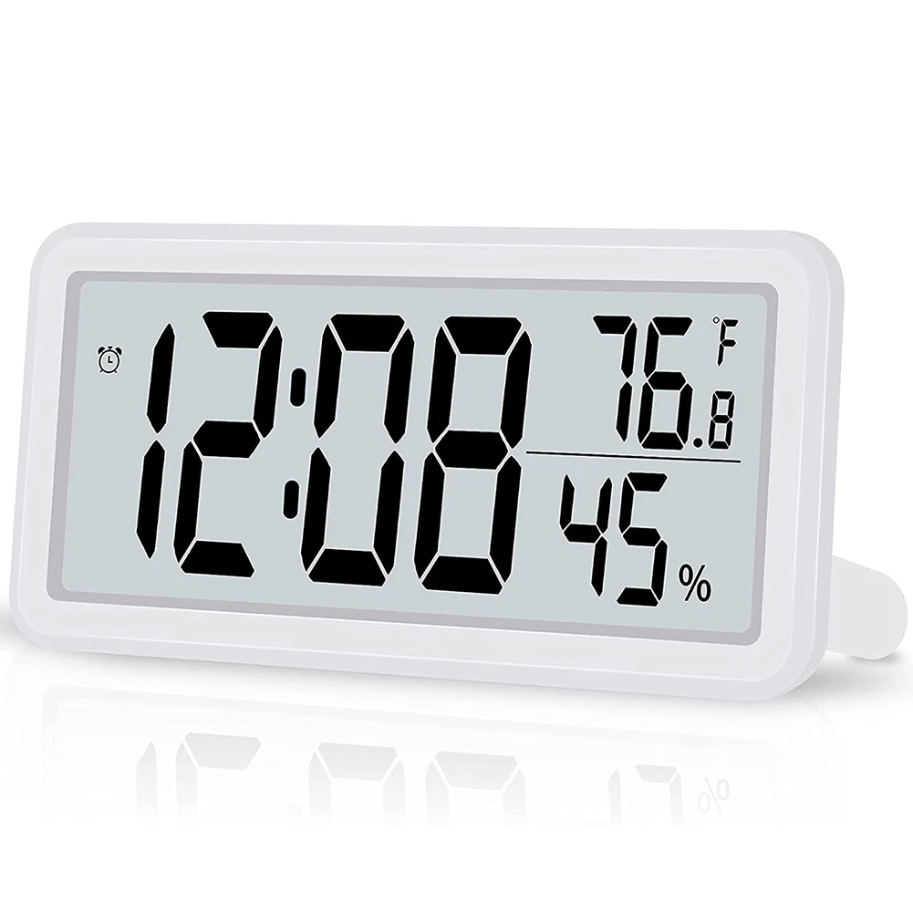 Digital Alarm Clock,Desk Clock,Battery Operated LCD Electronic Clock Decorations for Bedroom Kitchen Office - White