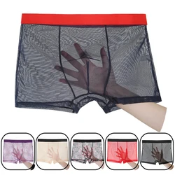 Men’s Underpants Summer Ultra-thin Transparent Mesh Briefs Male Breathable Underwear Soft Boxer Briefs Solid Seamless Panties