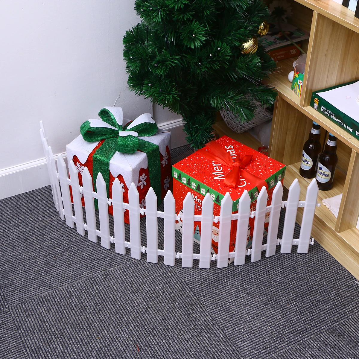 

10pcs 30X10Cm White Plastic Fence Miniature For Christmas Decoration Garden Fence Corrosion Resistant Easy Shape