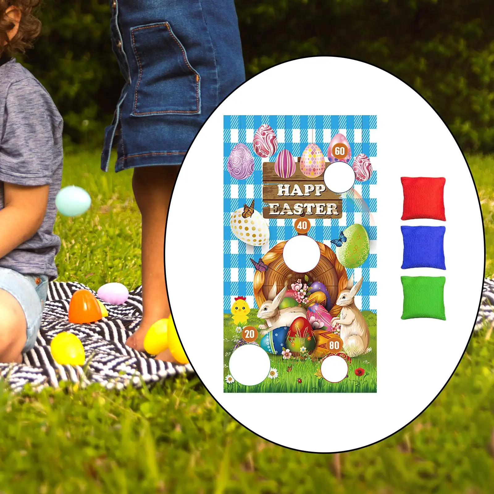 Toss Game Easter Day Banner Easter Decor Indoor and Outdoor Beach Family