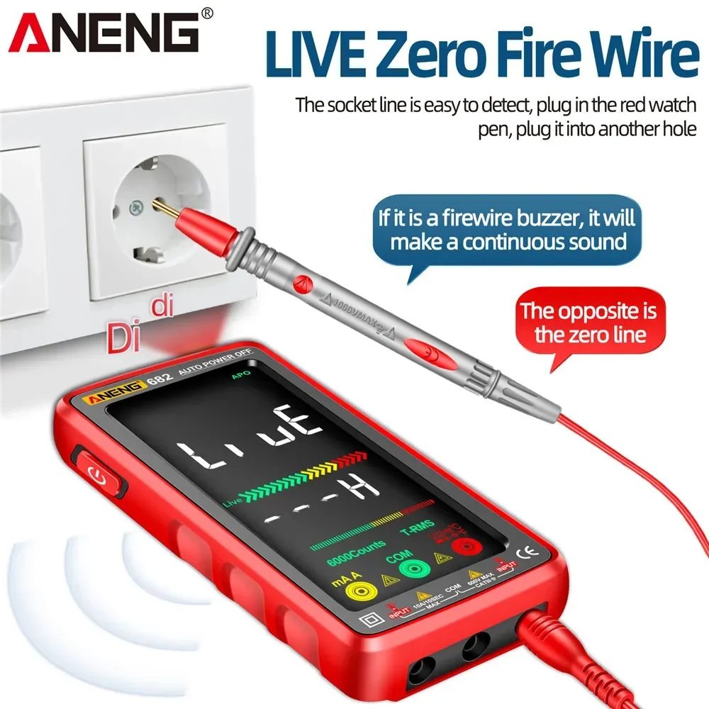 ANENG 682 VA Reverse Display Digital Meter, Ammeter Voltmeter Ohm Capacitor Tester with Buzzer Temperature Measuring Function