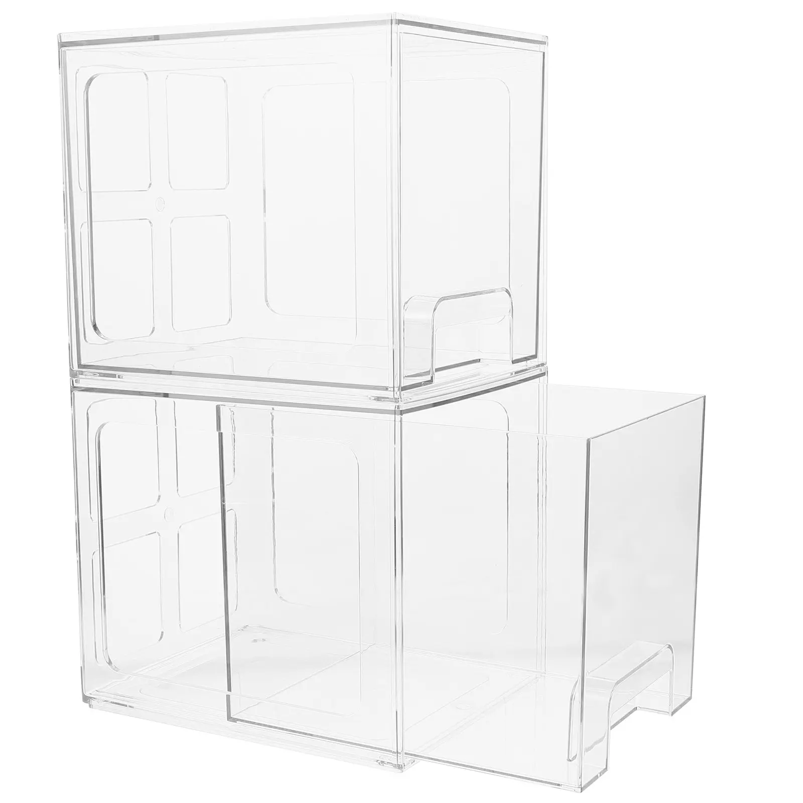 

2Pcs Clear Pet Makeup Organizer Box with Drawers Large Capacity Desktop Storage Box Stylish Simple Design Easy Clean
