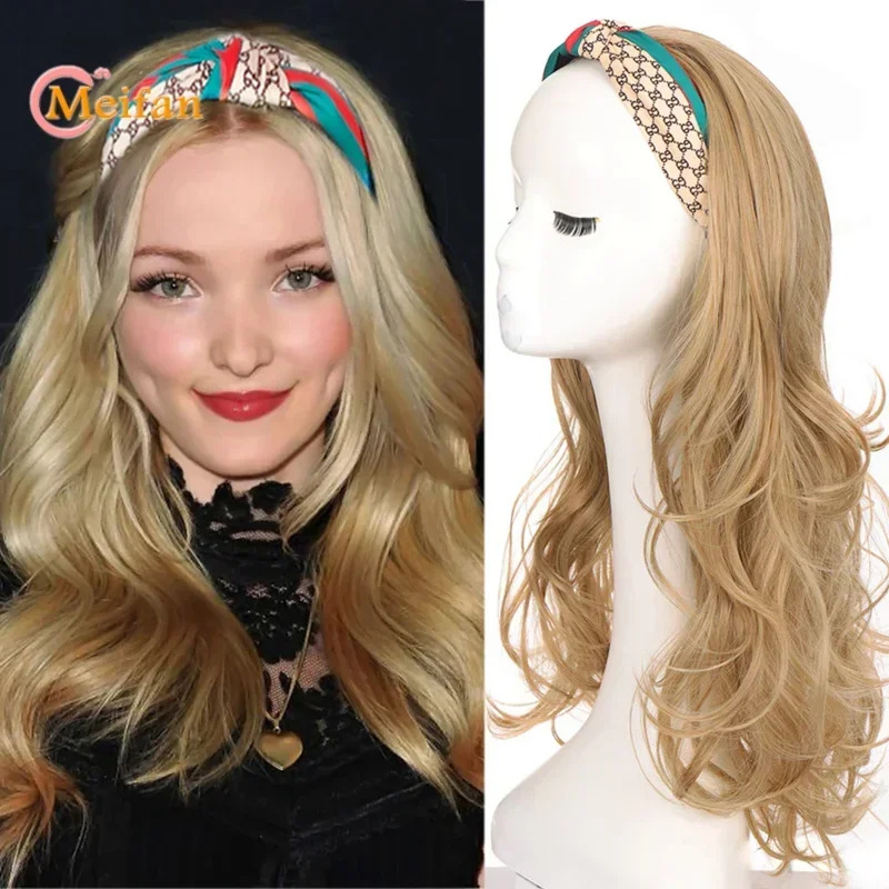 MEIFAN Synthetic Long Wavy Curly Headband Wig for Women U-Shaped Natural Hairpieces Clip in Hair Extension Half Wig