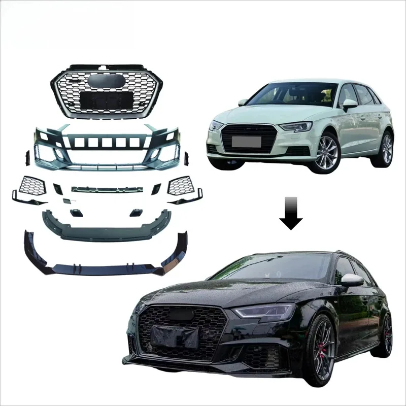 

2017-2020 A3 RS3 Style Facelift Easy Installation Bodykit Bumper Grille Lip Car Bumper with 100% Fitment New Condition