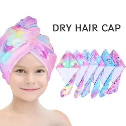 1/6 Pcs Children's Hair Drying Cap Water Absorbing Hair Towel Wrap Soft Digital Printed Hair Turban Towel Microfiber Home Use