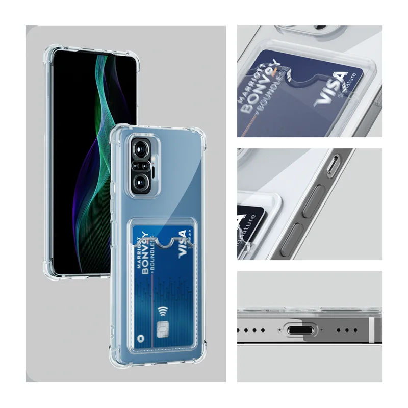 Neue Kartenhalterung Transparente Handyhülle für Xiaomi Redmi Note 10 Pro 10S 11 11s 12 12s 13c Note 13 Pro 5G Hülle – Detail 6