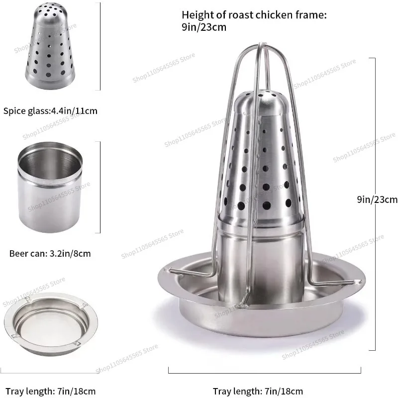 For Stainless Steel Roasted Chicken Rack Camping Thick Chassis Outdoor Fork Chicken Grill