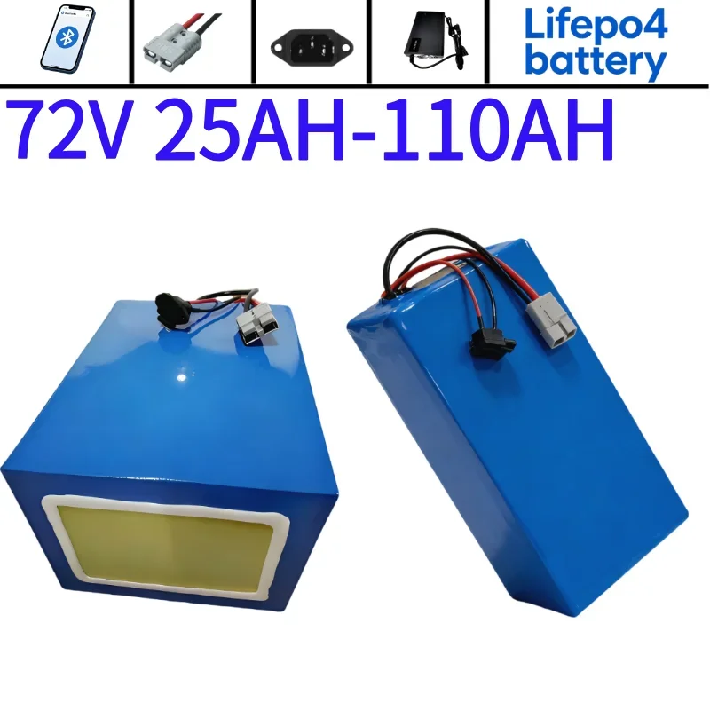 72V Lithium Iron Phosphate Battery 25Ah-110Ah Built-in Intelligent BMS With Charger LiFePO4 Pack For E-bike Electric Scooter