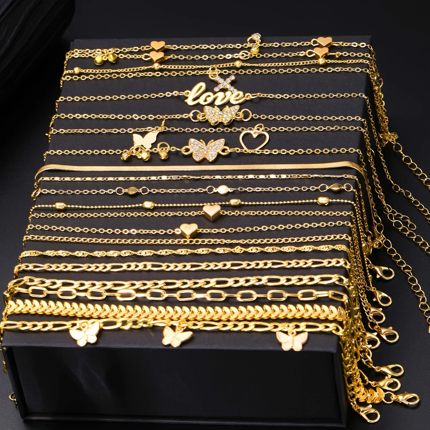 14 قطعة البوهيمي الصيف شاطئ خلخال مجموعة للنساء خمر فراشة القلب كريستال قلادة القدم أساور خاتم هدايا مجوهرات أنيقة جديد #3