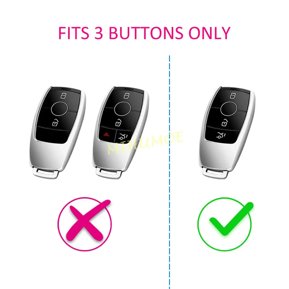 Matte Black Car Key Fob Cover Case Ring Keychain For Mercedes Benz Accessories W177 W205 W213 S213 W222 H247 X247 X253 V167 C118