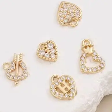 

14K Gold-plated Zircon Heart Pendant Small Micro-inlaid DIY Accessory for Bracelet & Earring
