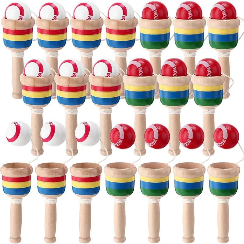 

Wooden Game with Ball on String and Catch In a Cup Sword Ball Toy Hand Eye Coordination Toys Montessori Educational Materials