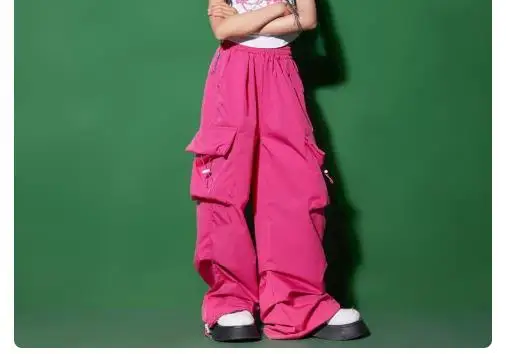 Teenage Kids Cargo Pants for New Summer Streetwear Hip Hop Sweatpants for Girls Baggy Wide Leg Straight Trousers 6 8 10 12 14 Y