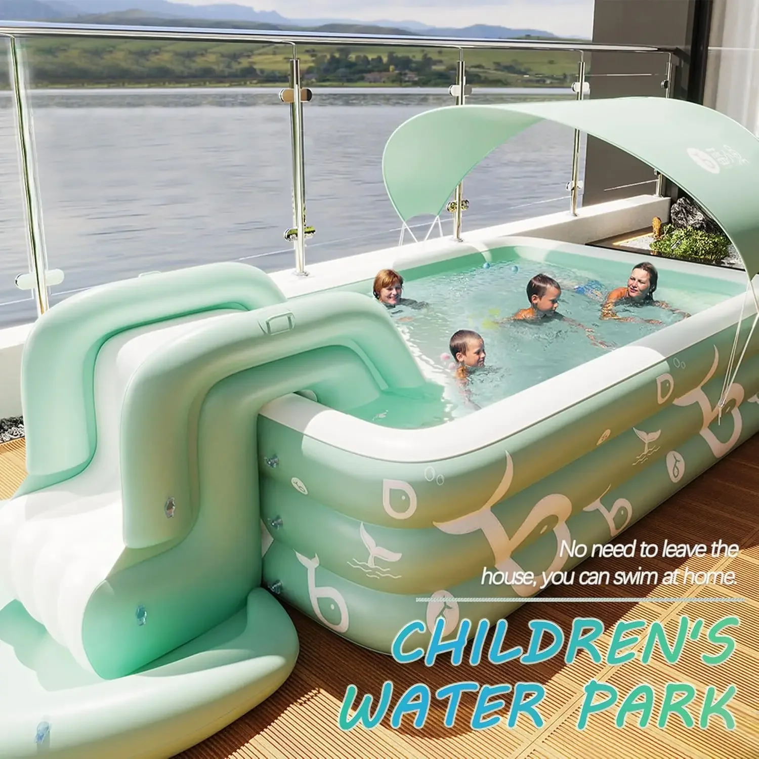 Large Inflatable Pool with Canopy & Slide 3