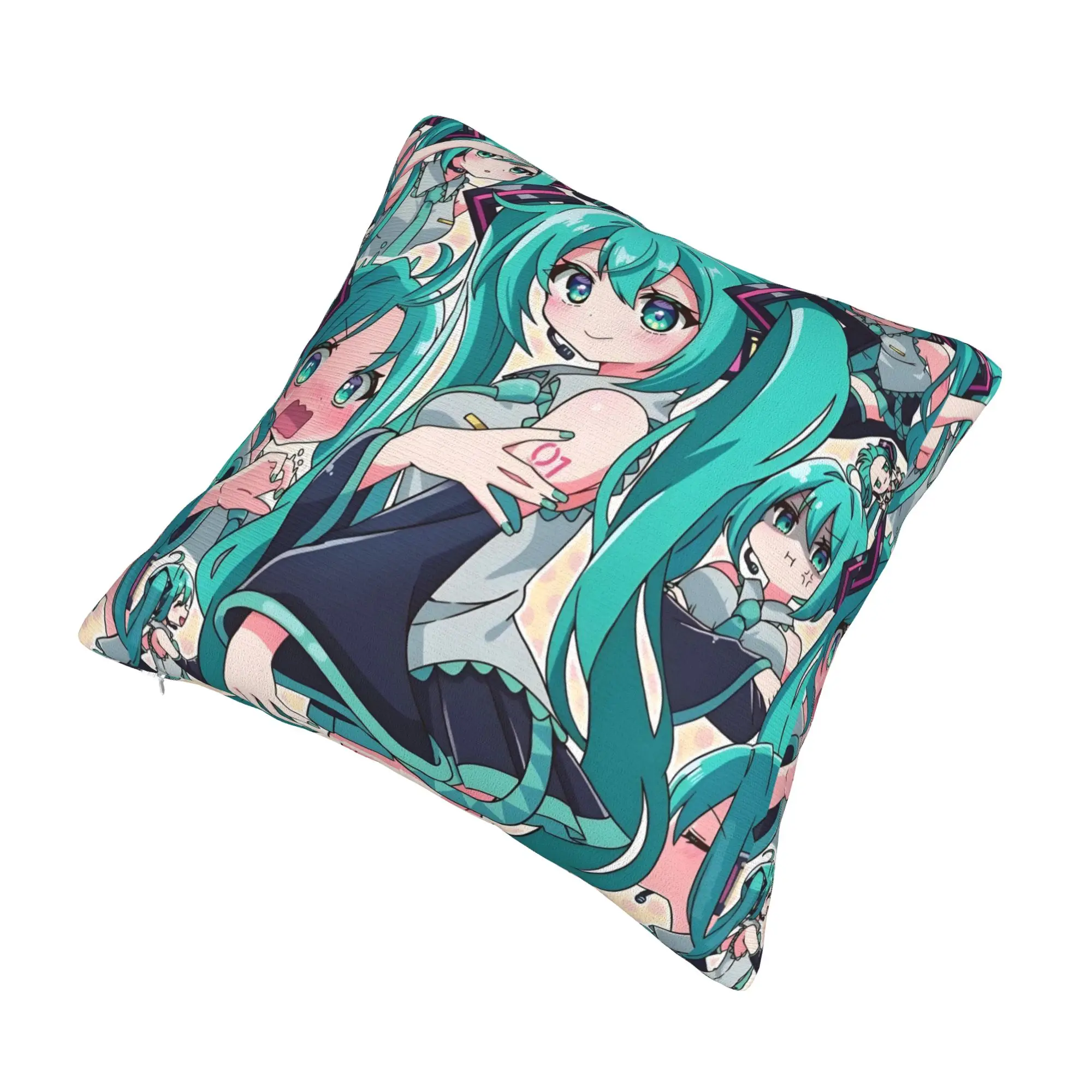 Nordic Style Hatsuned Mikues Cartoon Cushion Covers 40x40cm Velvet Voice Anime Pillow for Sofa Car Square Pillowcase Decoration