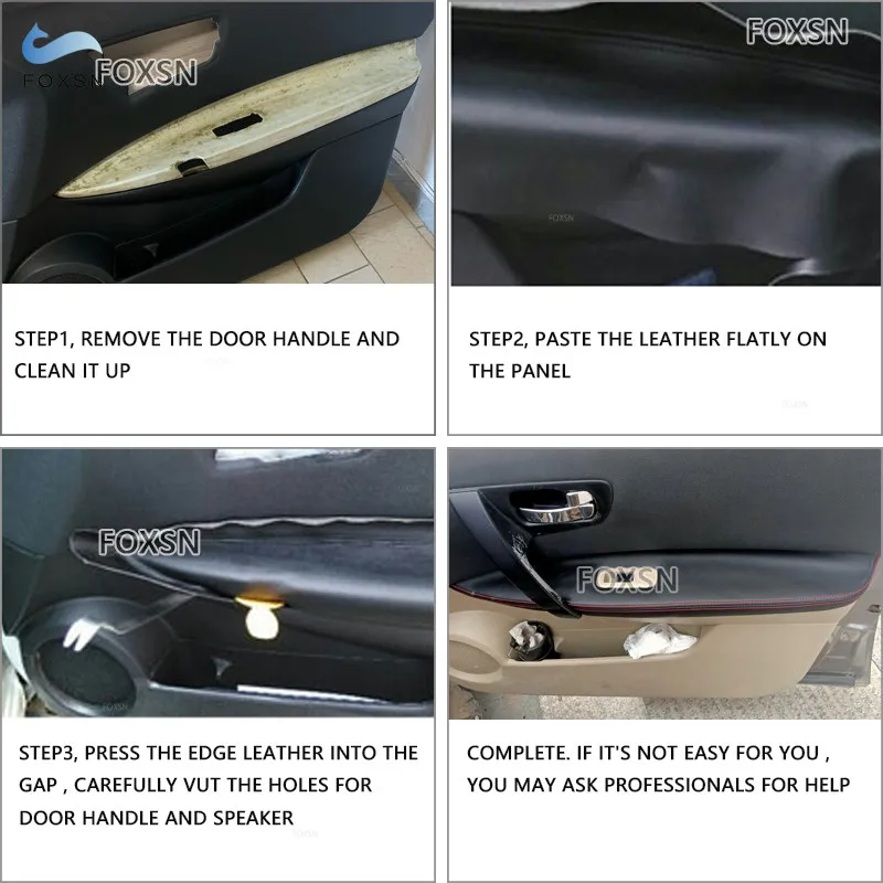 For Nissan Qashqai J10 2007 2008 2009 2010 2011 2012 2013 2014 2015 Car Inner Door Panel Armrest Cover Black PU Leather Trim
