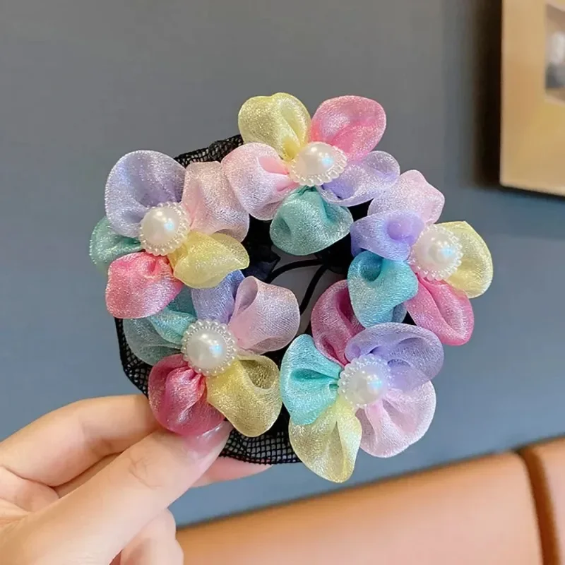 3 قطعة/الباليه اللاتينية الشعر صافي لطيف الفتيات كعكة أداة الرقص اليومي الصف فحص فراشة اللؤلؤ المعاوضة Hairnet الرقص الملحقات