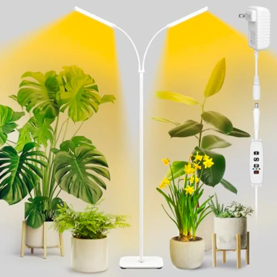 Plant Grow Light for Indoor Full Spectrum Grow Light 66.5in Extendable Stand 144 LEDs 10-Level Dimmable Auto Timer Adjustable G