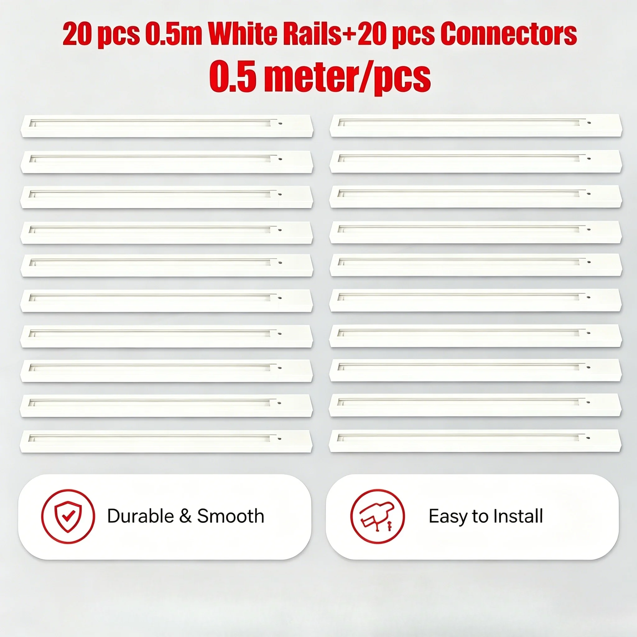 Track Rail Kit Spotlight 0.5M 1M Led Track Light 20PCS  Rails Connectors for Track Rail Spotlight Track Lighting Home Kitchen