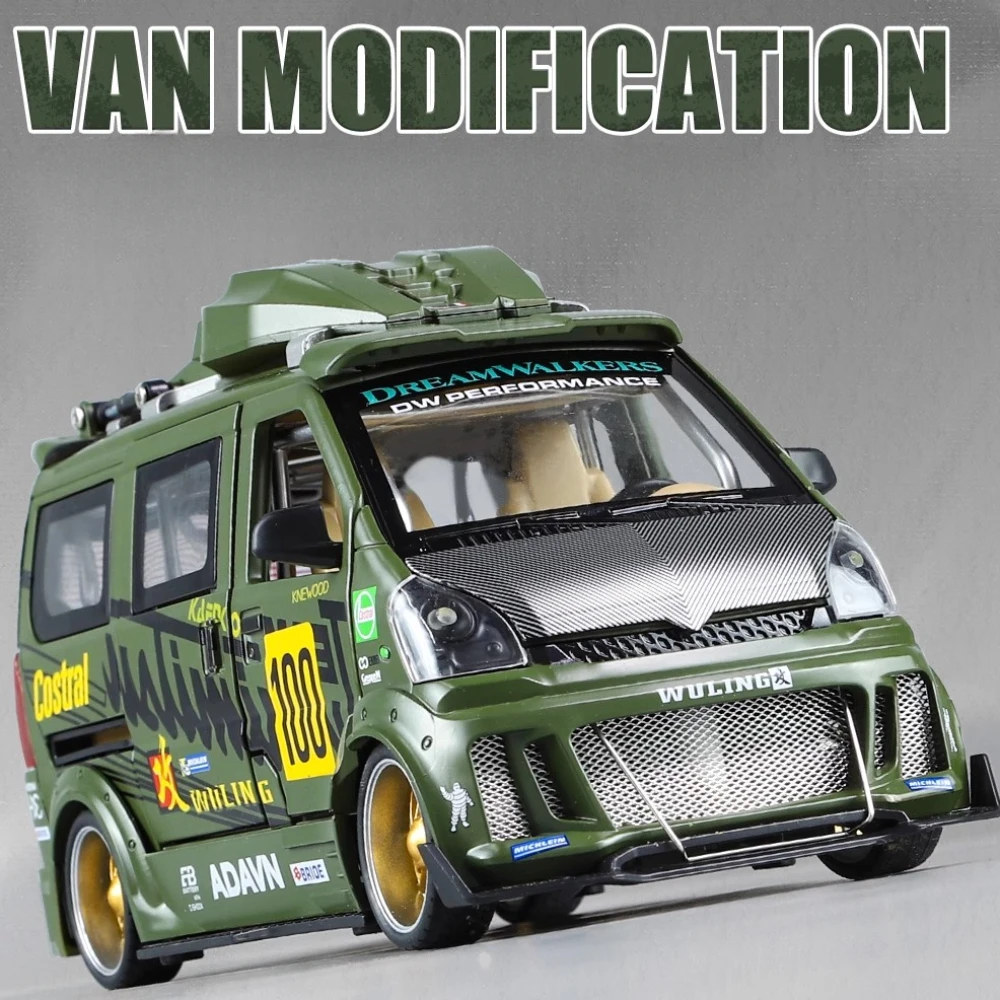 1:24 武陵宏光バン修正バージョン車バーベキュートラックモデルおもちゃ合金ダイキャストミニチュア車両モデル装飾ギフト