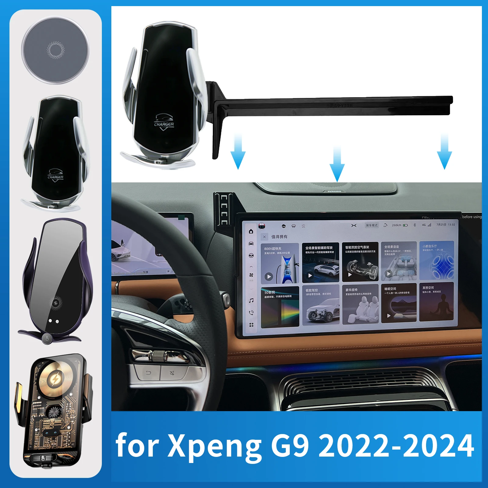 

Car Phone Holder for Xpeng G9 XiaoPeng 2022 2023 2024 Charging GPS Bracket Navigation Stand Auto Accessories