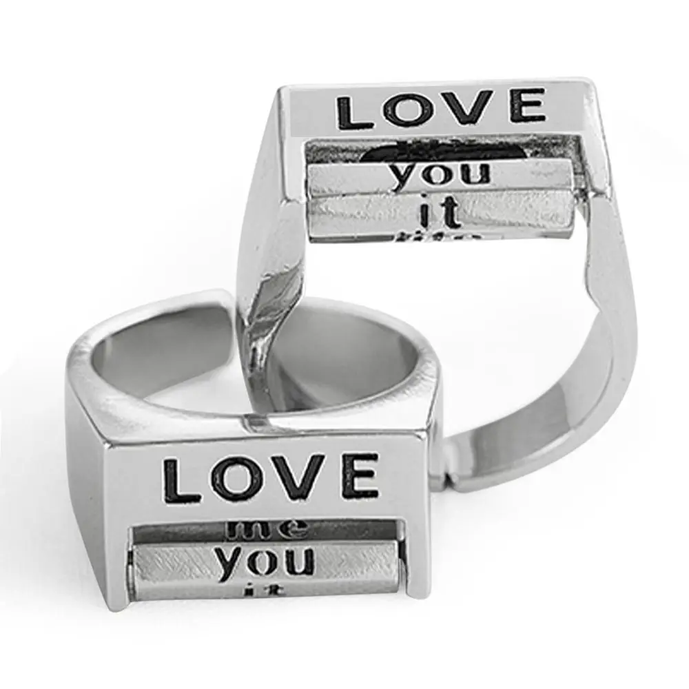 Creative Rotatable Love Ring Adjustable Silver Fidget Ring Fidget Rotatable Mood Control Ring Jewelry Gift