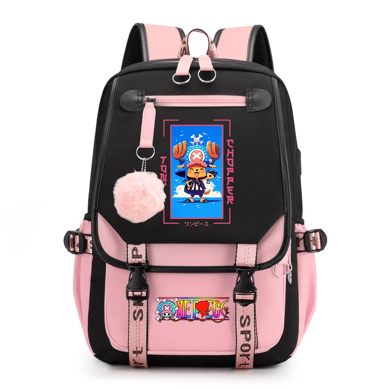 One Piece Tony Tony Chopper Printed Backpack for Girls Lightweight Casual School Bag for Kids