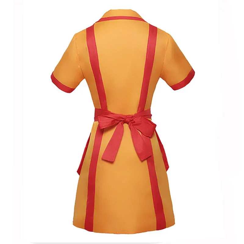 Meninas quebradas cosplay max garçom vestido feminino meninas mais velhas festa usar amarelo empregada cosplay com avental