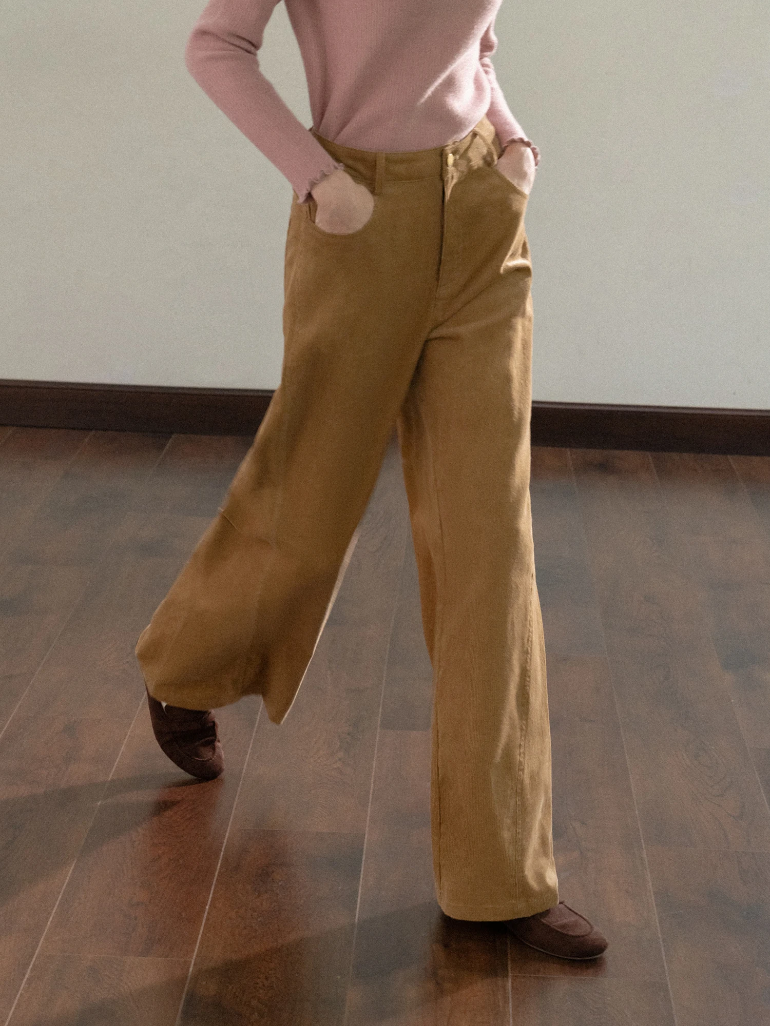 

Женские винтажные вельветовые брюки с высокой талией, прямые, повседневные, простые, универсальные, широкие, длинные, из хлопка, цветные