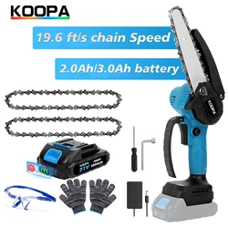 Koopa Tool 6-Inch Chain Portable Handheld Mini Chainsaw Cordless for Wood Cutting Tree Trimming DIY Projects Gardening Camping