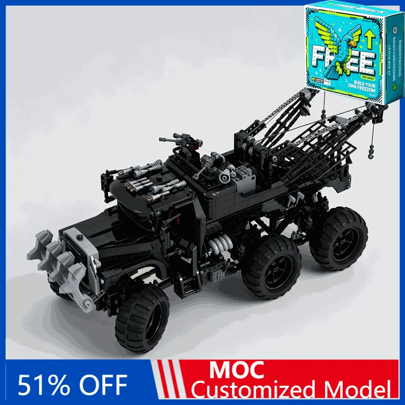 3010PCS Post Apocalyptic Tow Truck Model MOC Puzzle Wasteland Vehicle Off Road DIY Assembly Building Blocks Creative Gift Set