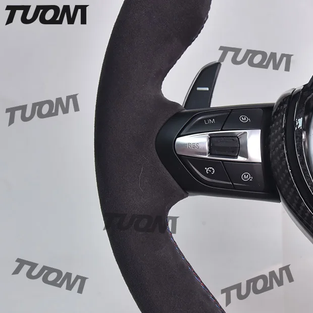 Custom M Sport Carbon Fiber Steering Wheel for BMW F30 F10 X5 F15 M3 F80 - Suede Grip & Sport Design
