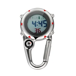 Fashion Watch Outdoor Mini Round Dial Numbers Quartz Analog Clip Carabiner Hook Watch Vintage Bronze Steampunk Roman Nume