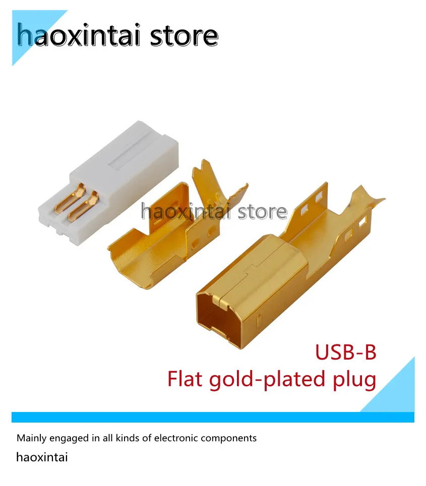 1pcs  Taiwan fever grade HD-19 USB-B type flat mouth gold-plated plug HI-FI high quality USB data cable DIY