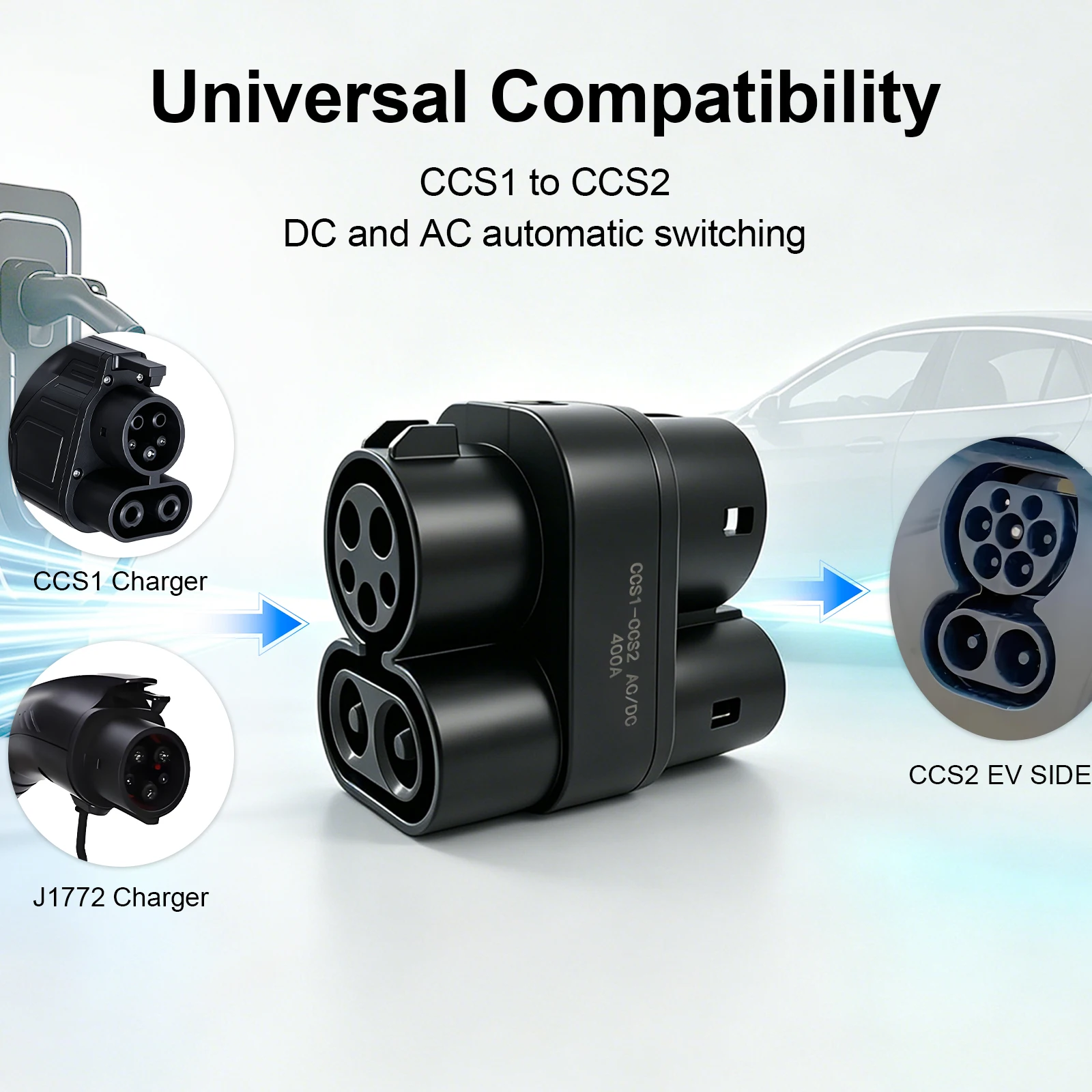 CCS1 to CCS2 Adapter EV Charger DC 1000V 400A and AC 32A EV Charger Connector Type 1 to Type 2 Adapter
