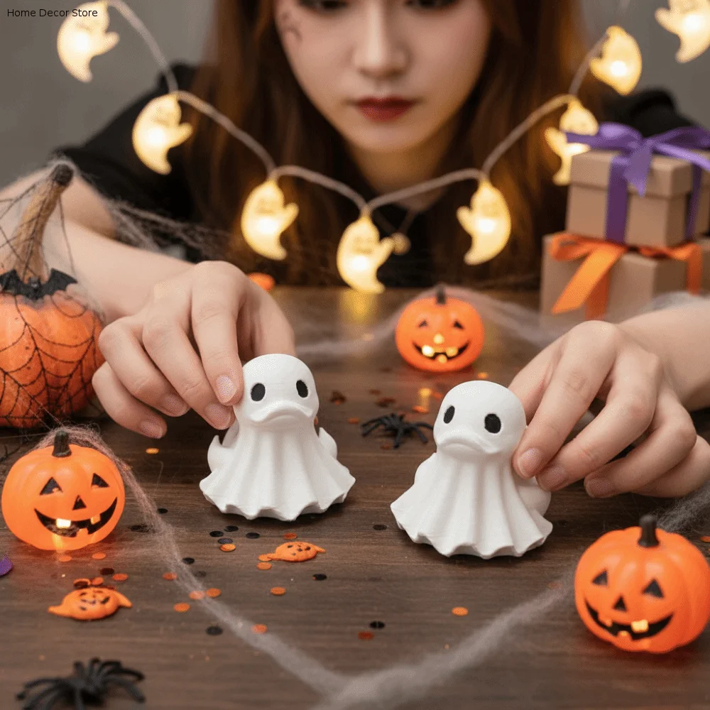 PLA Halloween Ghost Duck Compact Lightweight Miniature Duck Figurine Durable Smooth Spooky Desktop Ornament Room Table
