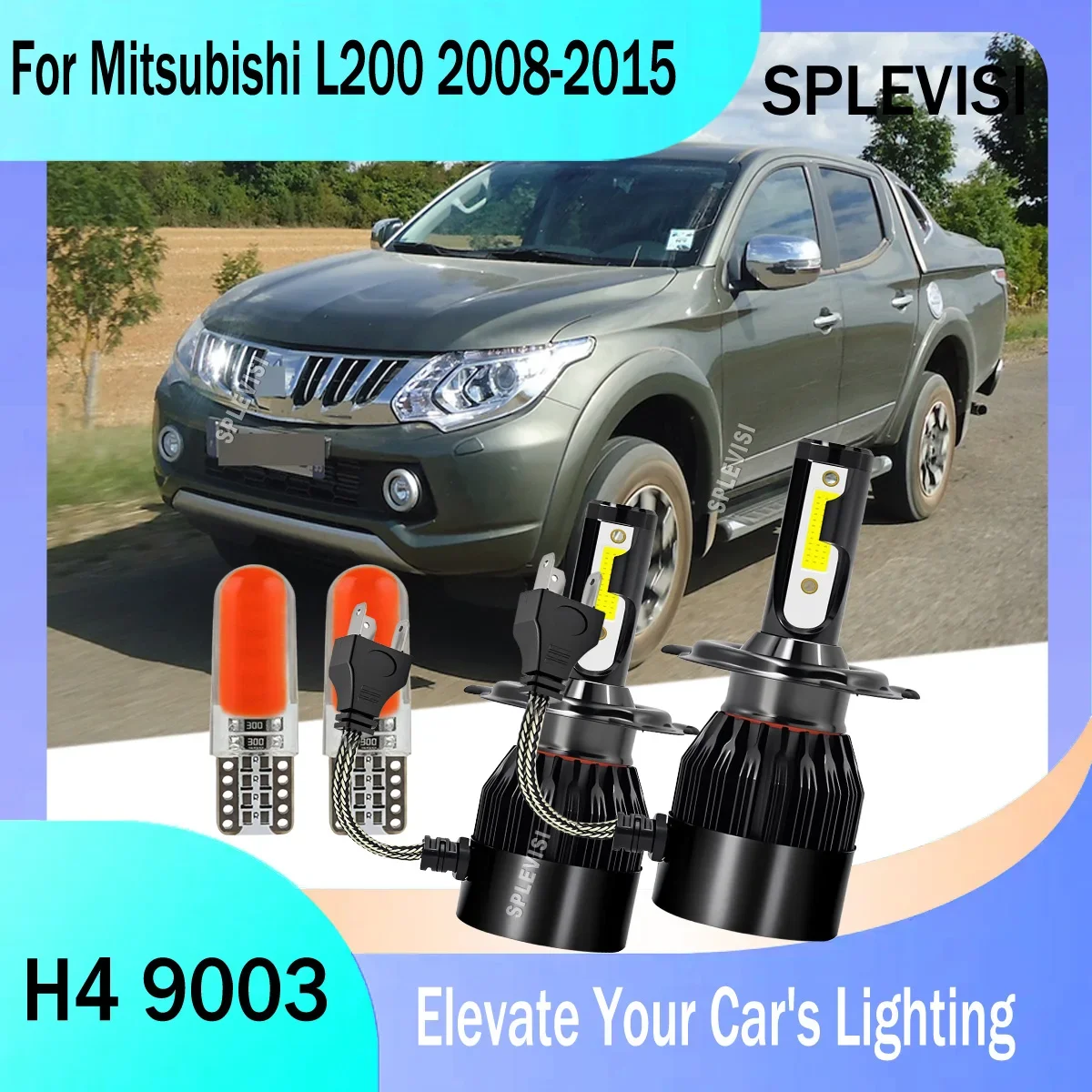 High Performance LED 12v H4 9003 Headlamps Dual Beam 60W 6000LM For Mitsubishi L200 2008 2009 2010 2011 2012 2013 2014 2015
