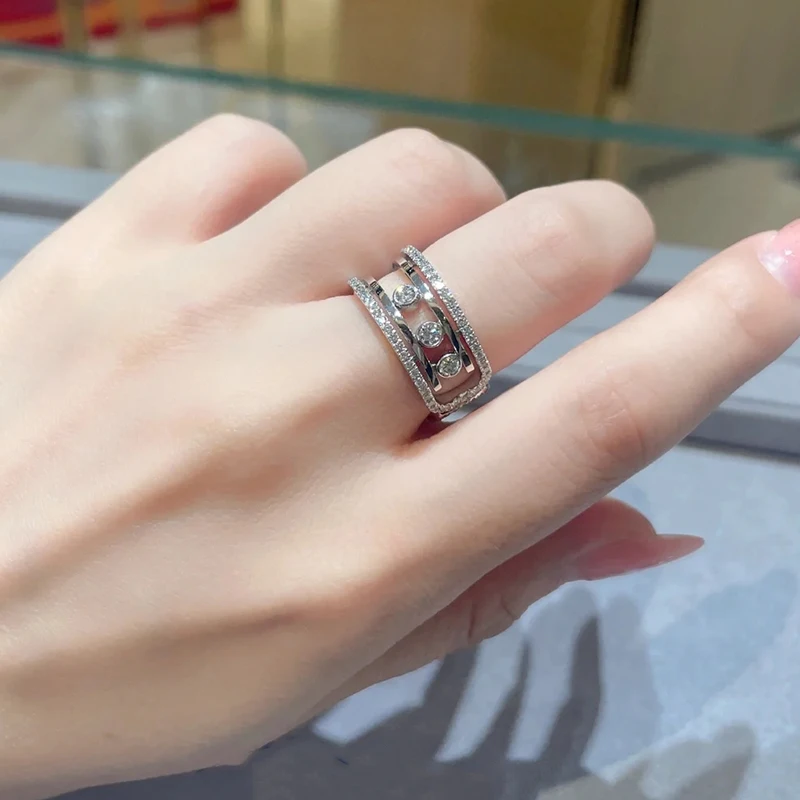 

Fashion French Jewelry S925 Silver Classic MOVE Slide Ring Exquisite Women's High-end Luxury Accessories Party Holiday Gift