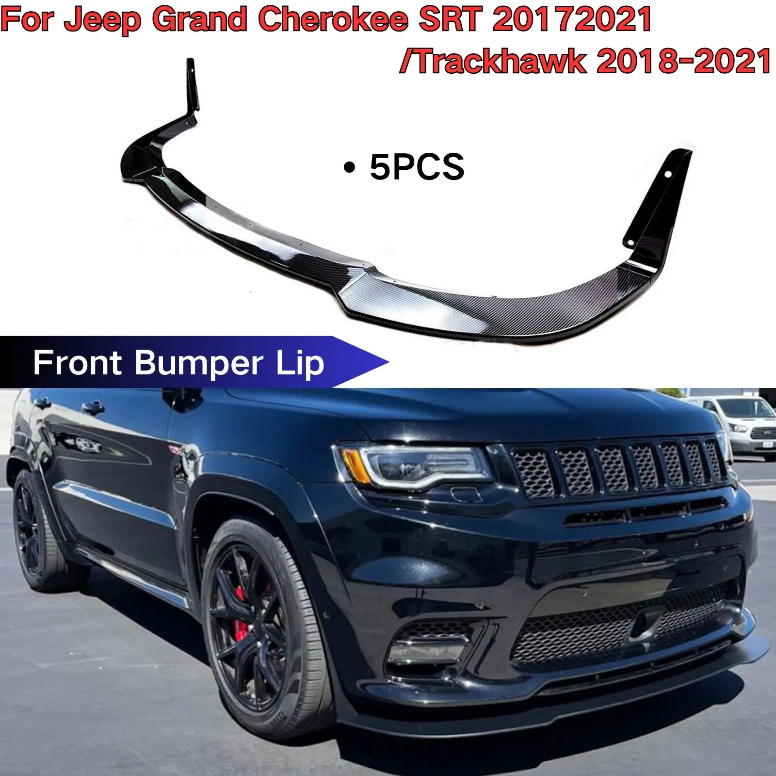 

For Jeep Grand Cherokee Trackhawk 2018-2021 /SRT 2017-2021 Front Bumper Lip Car Accessories Splitter Arch Winglet Body Kit