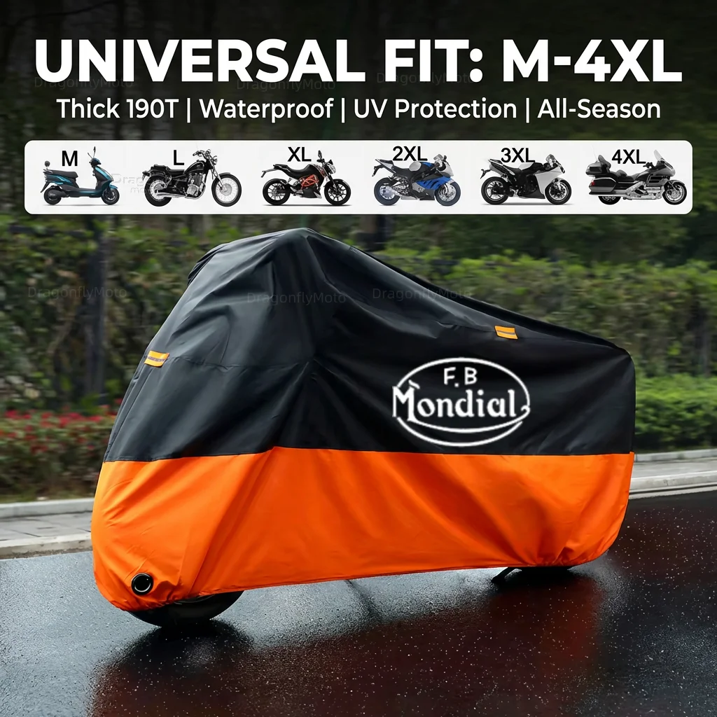 For FB Mondial Flat Track HPS 125 300 Hipster Imola SMT SMX 125 Enduro Motard Motorcycle Cover Thick 210D Waterproof Outdoor