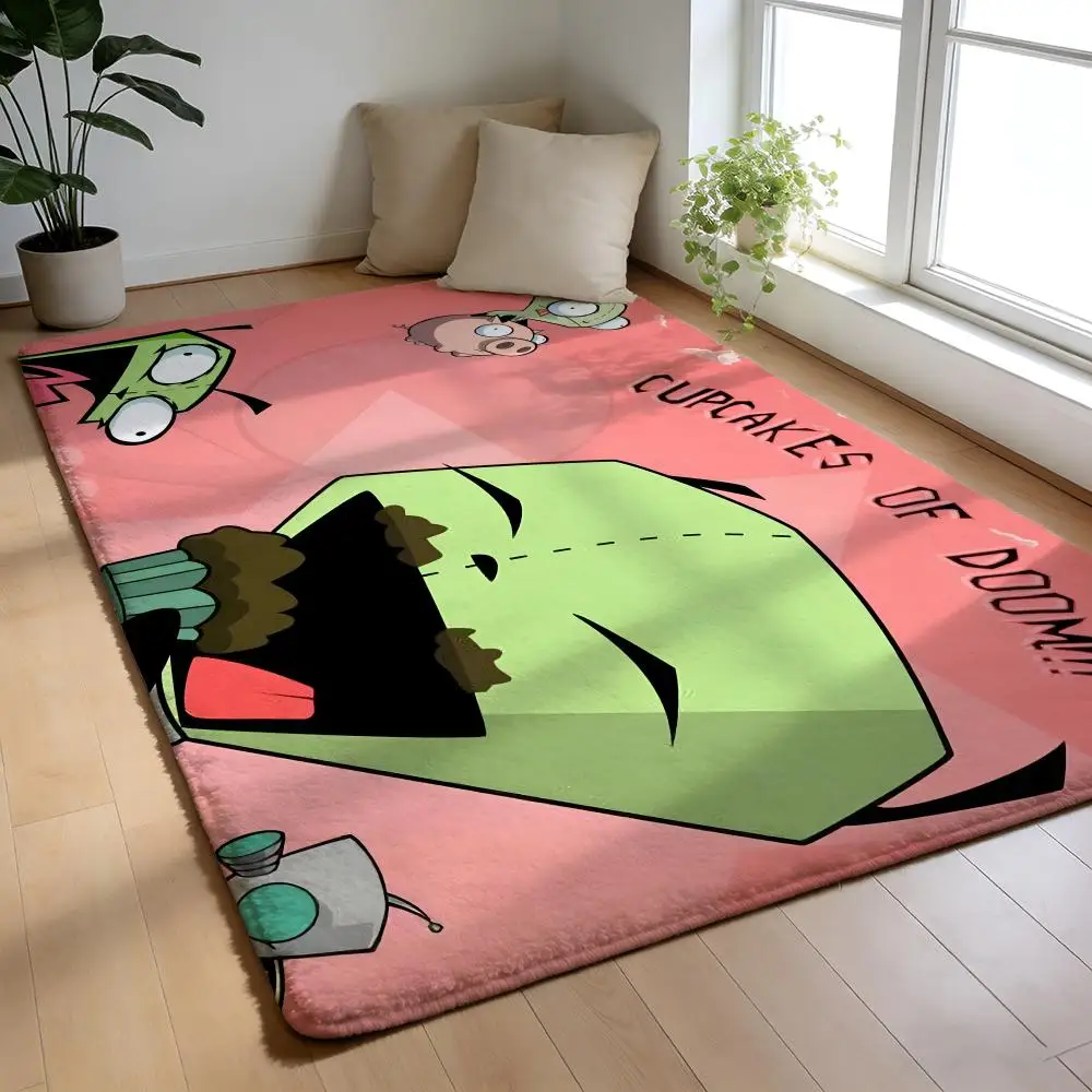 L-Invader Zim Anime Floor Mat Soft Flannel Floor Mat Non-Slip Absorbent Rug For Home Bedroom Bathroom
