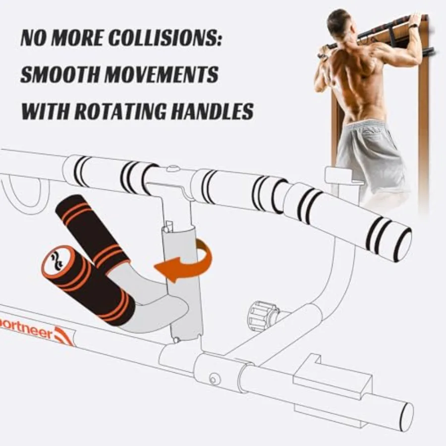 Barre de traction améliorée pour porte, avec poignée pliante, cadre de porte, entraîneur du haut du corps multi-grip, capacité de 440lb, 2025