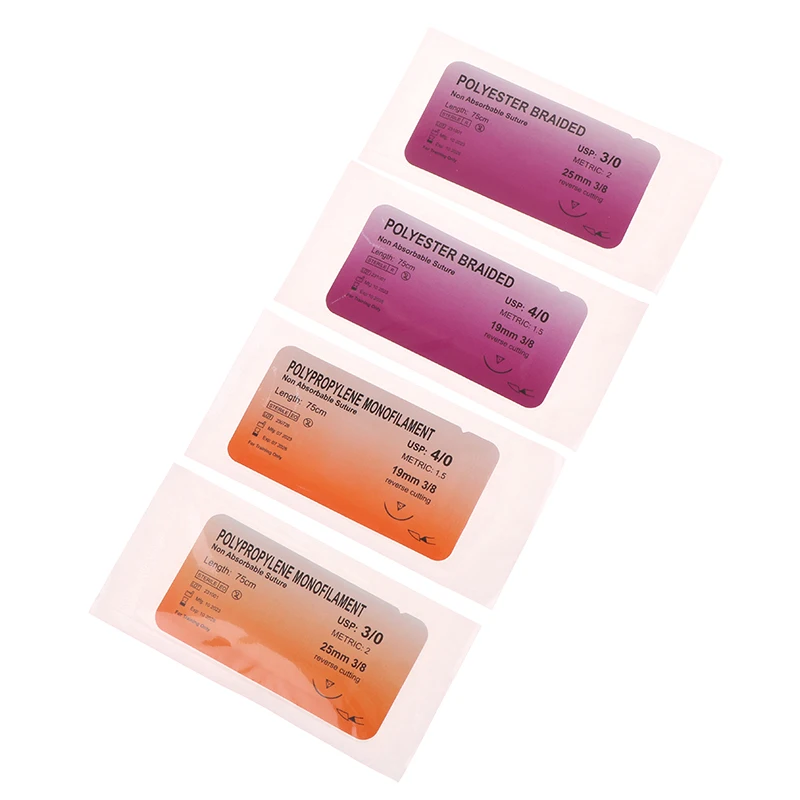 1Pcs 3/0 4/0 Needle Suture Nylon Monofilament Non-injured Suture Medical Thread Suture For Medical Surgical Suture Tool