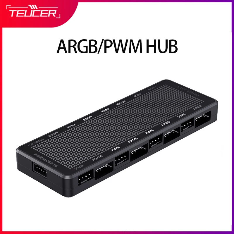 TEUCER LP-8P ARGB/PWM HUB SATA Power Interface 5 Ports 5V 3pin ARGB and 5 Ports 4pin PWM Fan HUB Adapter