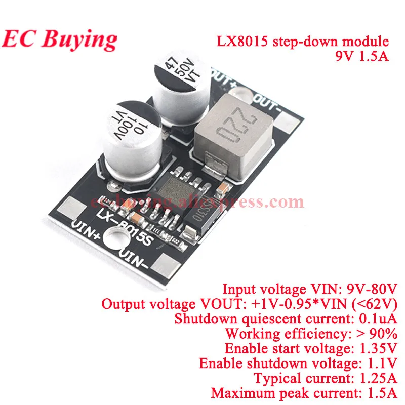 1-10 pces lx8015 DC-DC ajustável step-down buck módulo de alimentação placa entrada 5-80v a 1-62v 1.5a saída 5v 12v 24v adj super xl7015