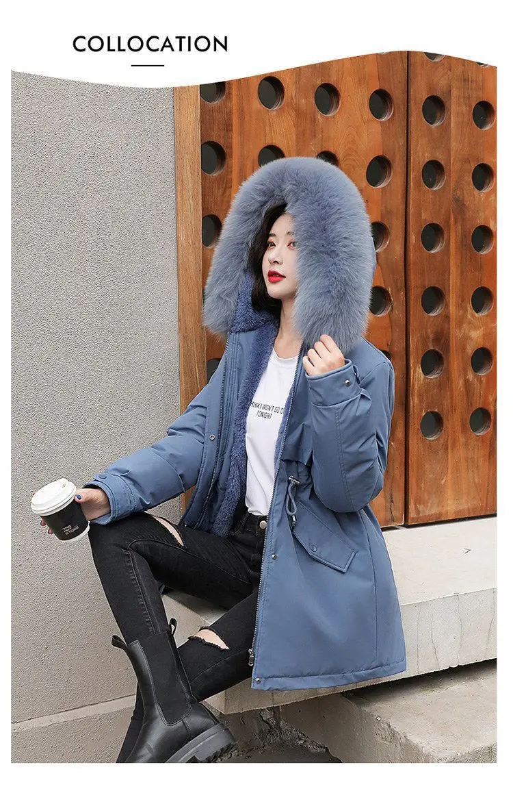 Spring Parkas Women Coats Mid Length Coat Thick Warm Hooded Drawstring Jackets Splice Zipper Tight Waist Jacket Autumn Winter