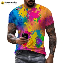 High Quality Rainbow Paint Splatter 3D Print T-shirt Men Women Fashion Casual T Shirt Street Harajuku Camiseta Hombre Cool Tops