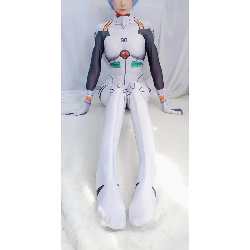Rei Ayanami Cosplay Costume White Bodysuit Jumpsuit Halloween Party Cosplay Zentai Catsuit