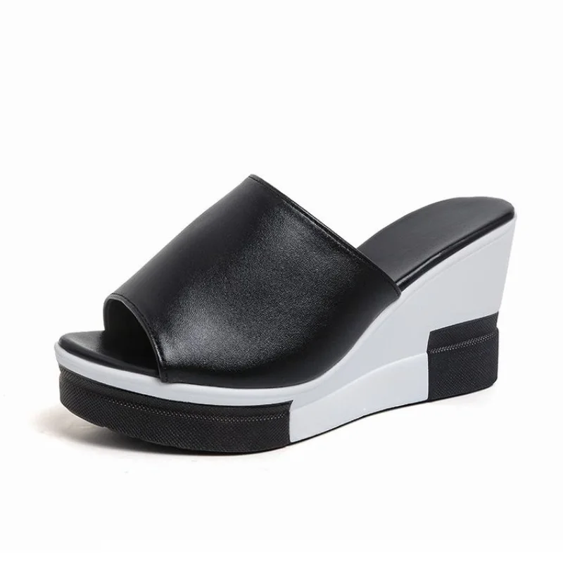 

Модные женские шлепанцы 2026 года, летние туфли на платформе, сандалии с открытым носком на танкетке, женская обувь больших размеров 35-40