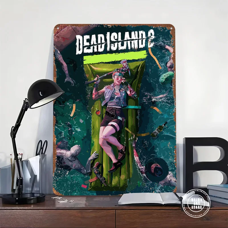 Dead Island 2 Pool Party Metal Poster Customized Wall Art Retro Vintage Tinplate Signs for Custom Plate Decoration Bedroom House